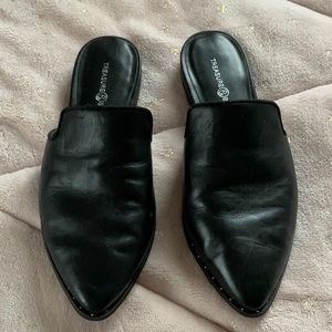Black Leather Mules - Size 5 Treasure & Bond